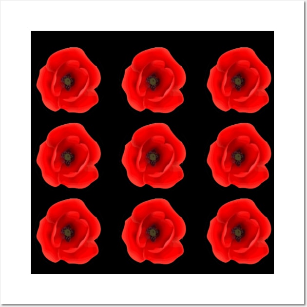 RED POPPY GRID Wall Art by Pencil Pusher